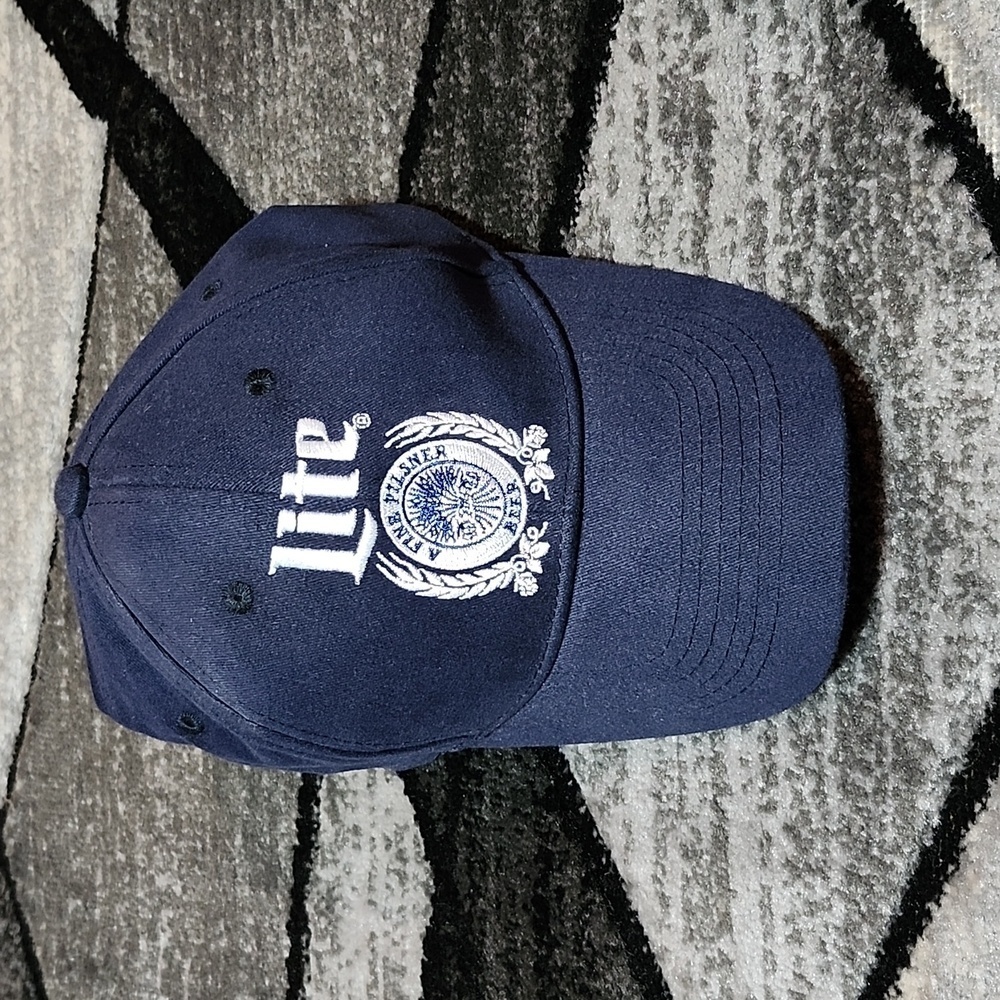 MILLER LITE EMBROIDERED NAVY BLUE SNAP-BACK HAT